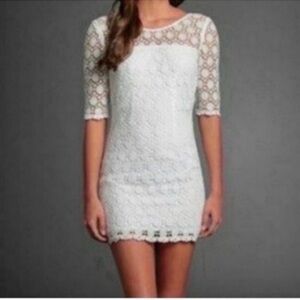 A&F Abercrombie Vintage Early 2000s White Lace Mini Dress 0 XS Fast Ship